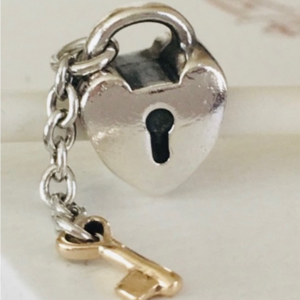Pandora Key to My Heart two tone 14kt & 925 Charm
